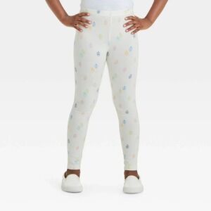 Cat & Jack Girls Large (10/12) Hanukkah Dreidel Leggings Cream Colorful NWT